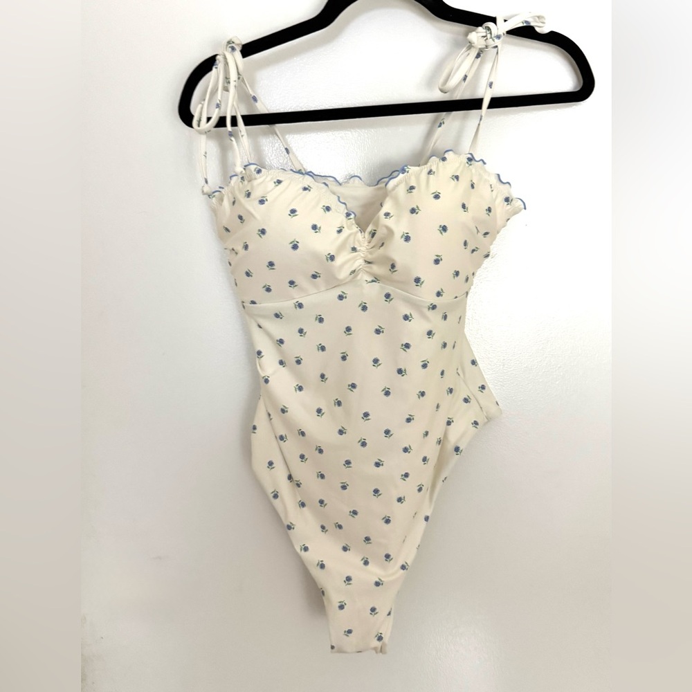 H&M Blue and White Polka Dot One Piece Swimsuit
